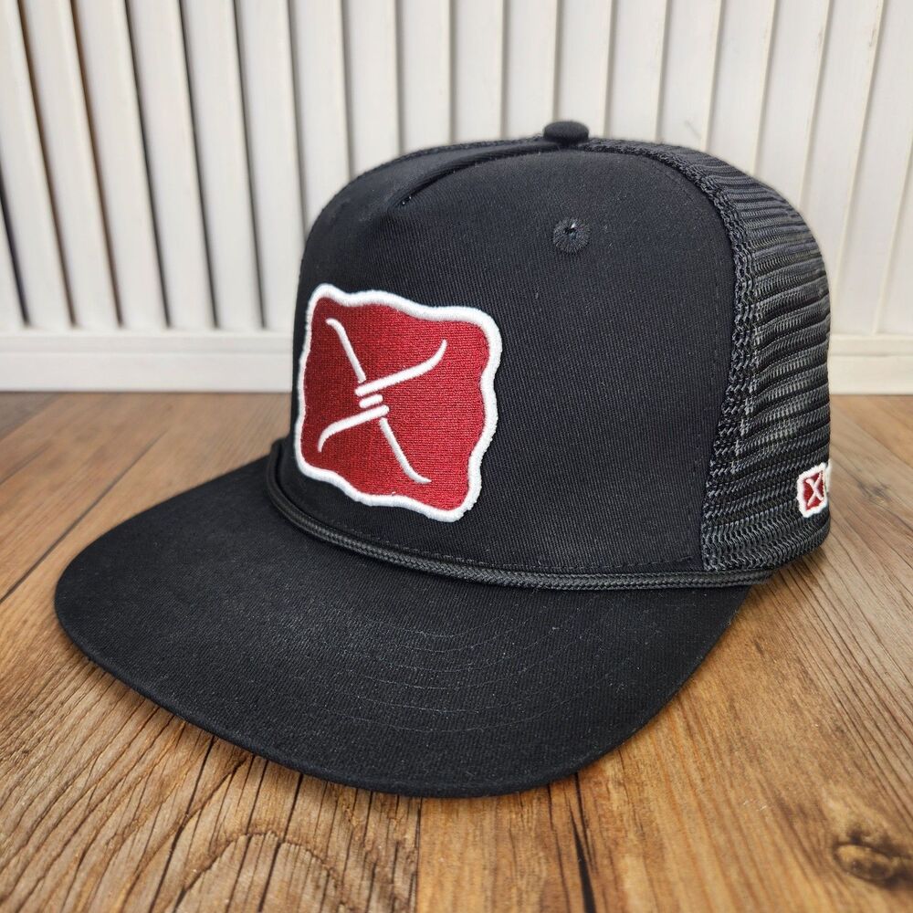 Twisted X Buckle Cap Black Red Barbed Wire Logo Patch Snapback Trucker Rodeo Hat